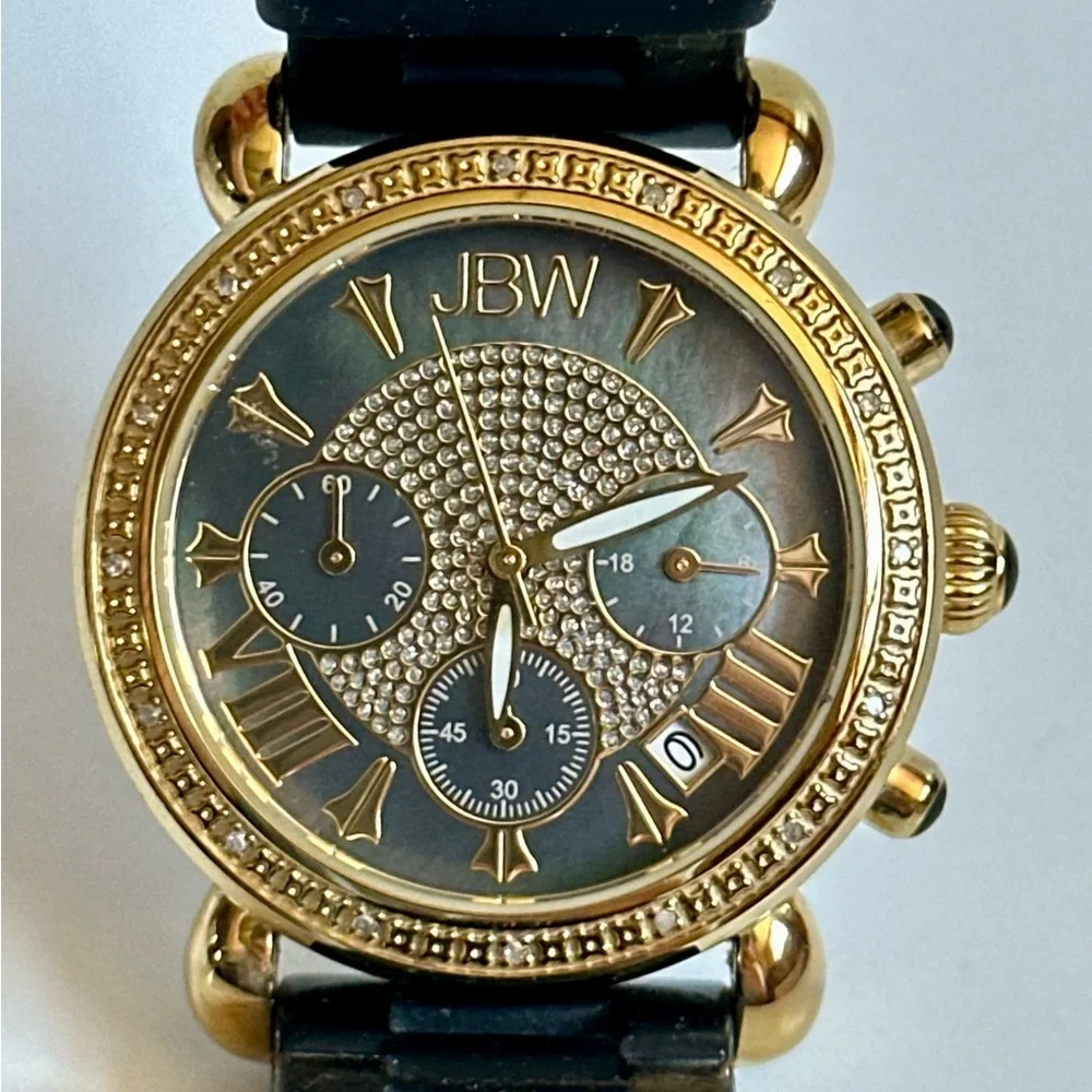 JBW Women’s Victory Sport Diamond Accented Gold Tone Silicon Strap - Picture 1 of 11